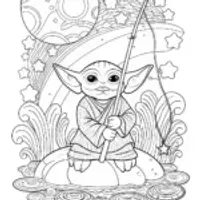 Baby Yoda fishing in space