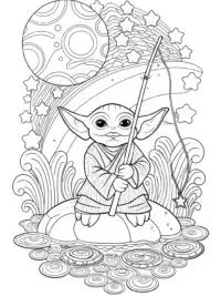 Baby Yoda fishing in space