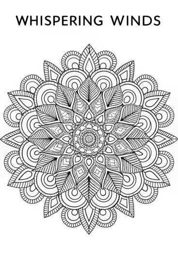 A coloring page of Mandala of the whispering winds