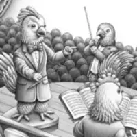 Chickens conducting a symphony