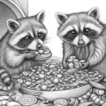 Raccoons stealing Halloween candy