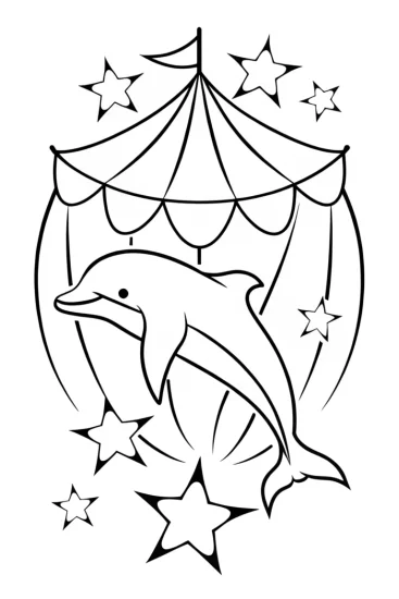 A coloring page of Underwater carnival with dolphin