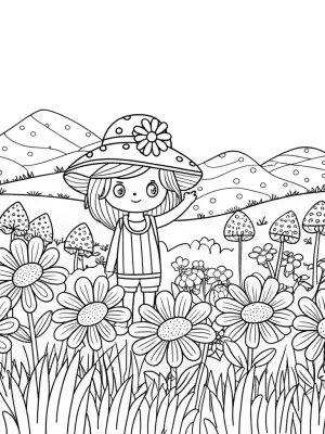 Strawberry Shortcake in a meadow coloring pages