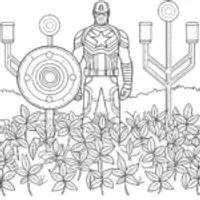Captain America in a tech garden