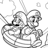 Mario and Luigi racing in the sky