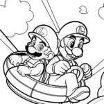 Mario and Luigi racing in the sky