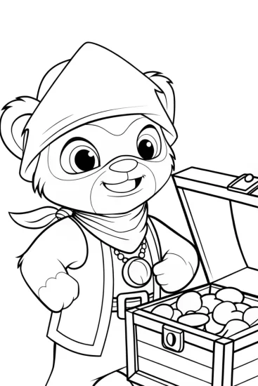 A coloring page of Super pets treasure hunt