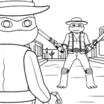 TMNT cowboy bubble gun duel