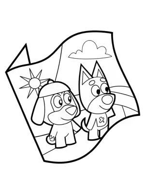 Bluey and Bingo’s treasure map quest coloring pages