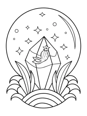 Mermaid cosmic crystal quest coloring pages