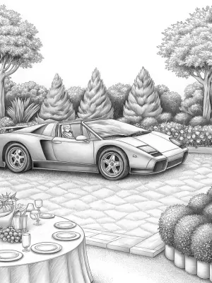 Lamborghini garden party coloring pages
