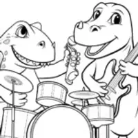 Dinosaurs playing music together