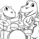 Dinosaurs playing music together