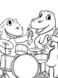 Dinosaurs playing music together