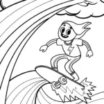 Lightning bolt surfing on a rainbow wave