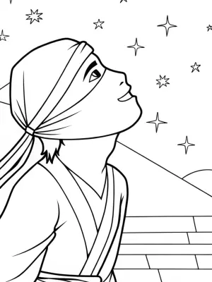 Ninja gazing at the stars coloring pages