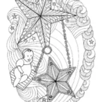 Baby swinging on a star