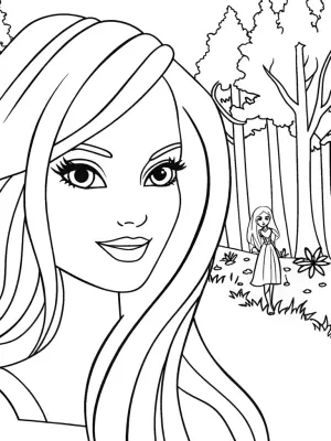 Barbie in the magical forest coloring pages