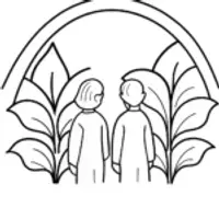 Rainbow High students in a garden