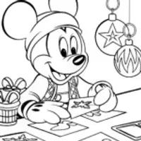 Mickey making Christmas cards