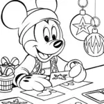 Mickey making Christmas cards