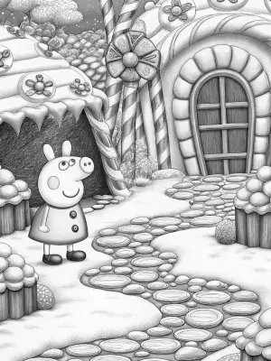 Peppa Pig treasure hunt in Candy Land coloring pages