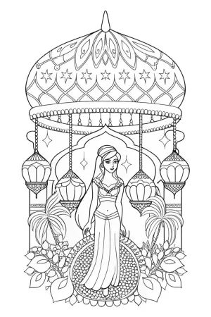 Jasmine and the magical wind chimes coloring pages