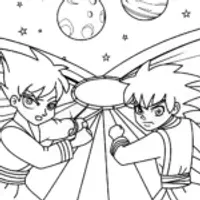 Anime duelists in a cosmic arena