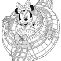 Minnie Mouse flying a starship