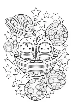 Squishmallows camping in space coloring pages