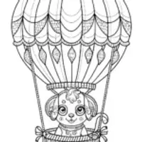 Puppy in a hot air balloon