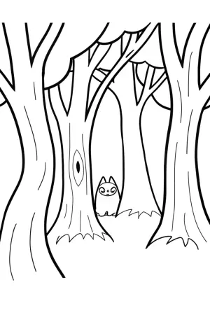 Monsters in a whispering forest coloring pages