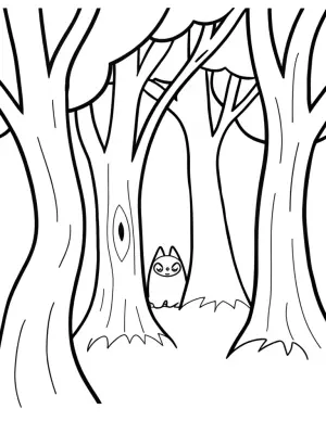 Monsters in a whispering forest coloring pages