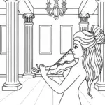 Mermaid musician in an art gallery