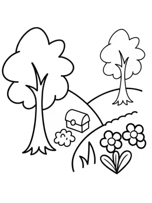Banban’s treasure hunt in the garden coloring pages
