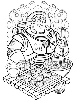 Buzz Lightyear cooking challenge coloring pages