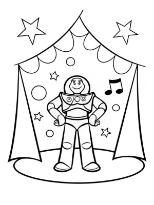 Buzz Lightyear at the music festival coloring pages