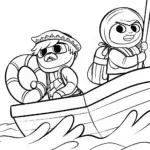 Gingerbread rescue team on a boat