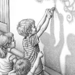Children making shadow puppets