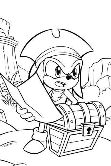 A coloring page of Sonic’s treasure map adventure