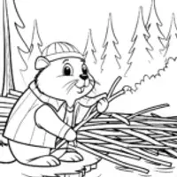 Beaver building a bridge