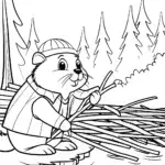 Beaver building a bridge