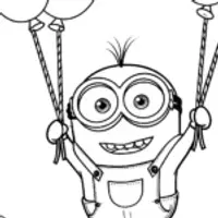 Minion floating on a balloon