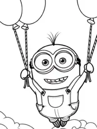 Minion floating on a balloon
