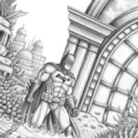 Batman exploring an underwater city