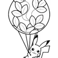 Pikachu in a leaf balloon