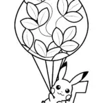 Pikachu in a leaf balloon