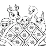 Animals around the Christmas quilt