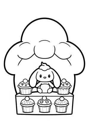 Cinnamoroll in a cloud bakery coloring pages