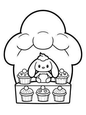 Cinnamoroll in a cloud bakery coloring pages